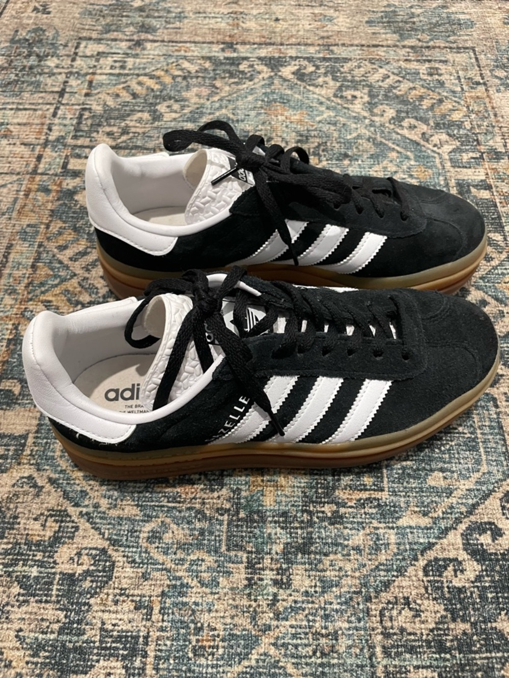 adidas Women’s Gazelle Sneakers in Black/White with Gum Sole